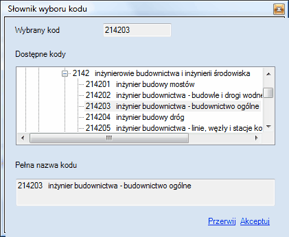 ZUS ZUA_okno_wyboru_kodu_zawodu